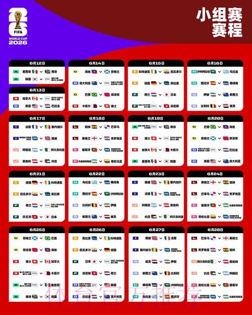 世界杯每日赛程一览